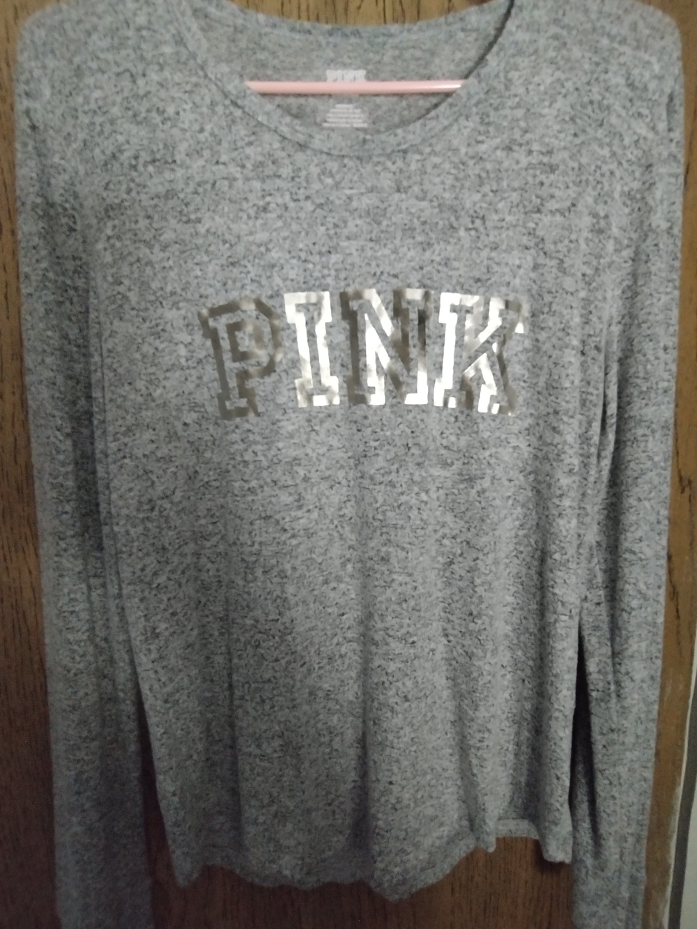 PINK Victoria's Secret Gray Heather Sleepwear Top with Metallic Logo